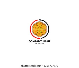 Pizza Logo Design Vector, Pizza Delivery Logo Illustration, Pizza 24 Hours Logo