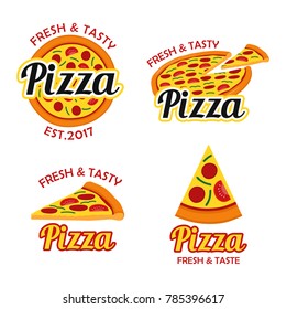 Pizza Logo Design Vector Set