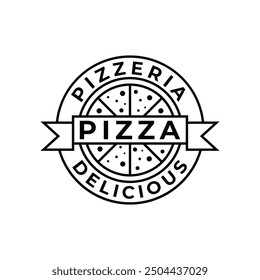 pizza logo design vintage retro emblem circle