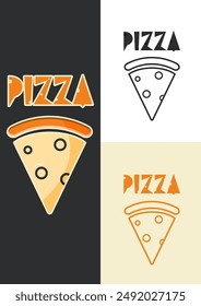 Pizza logo, emblem, badge, icon. Vector illustration.