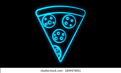 Pizza logo, emblem. Pizza neon sign, bright signboard, light banner. Neon sign.