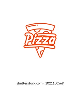 Pizza logo emblem vector inscription. Handmade lettering. White background 