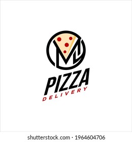 Pizza Logo Fast Food Delivery Service, Simple Circle Graphic Design Template Ideas