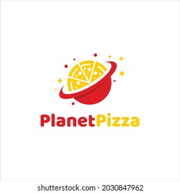 Pizza logo for fast food restaurant, and planet logo, simple flat style