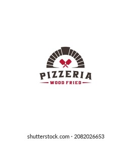 Pizza Logo, Firewood Oven and Wood fired Logo Design in white background