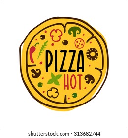 Pizza logo in flat style. Element for illustration, infographics, logos and banners.