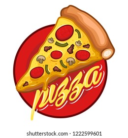 pizza logo and font, emblem, badge object graphic illustration