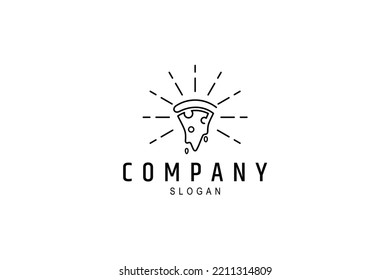 Pizza logo with glow in linear design style