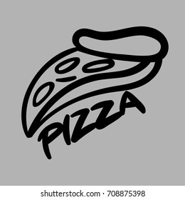 Pizza logo in graffiti style. Vector
