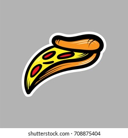 Pizza logo in graffiti style. Vector