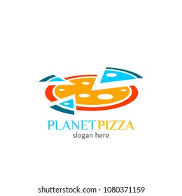 Pizza logo icon design template. Italian fast food restaurant badge, banner, vector illustration