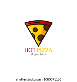 Pizza logo icon design template. Italian fast food restaurant badge, banner, vector illustration