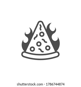 Diseño del icono del logo de la pizza, ilustración del vector, logotipo de diseño Pizza con el concepto de incendio