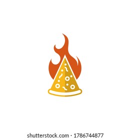 Pizza logo icon design, vector illustration, Pizza with fire Concept design logo.