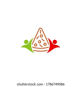 Pizza logo icon design, vector illustration, Pizza with People Concept design logo. Food logo template