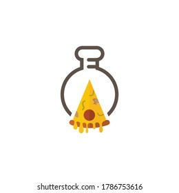 Pizza Logo-Design, Vektorgrafik, Lab Pizza Concept Design Logo. Logo-Vorlage für Lebensmittel