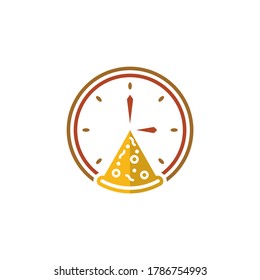 Pizza logo icon design, vector illustration, Pizza with Clock Concept design logo. Food logo template