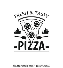 Pizza logo icon on white back. Concept.
