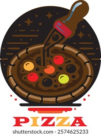 Pizza logo icon vector .