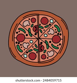 Pizza logo icon vector illustration.