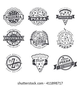 pizza logo icon vintage pizzeria badge slice vector food italy vector pizza logo set of vintage food labels templates for restaurant or poster pizza logo icon vintage pizzeria badge slice vector food