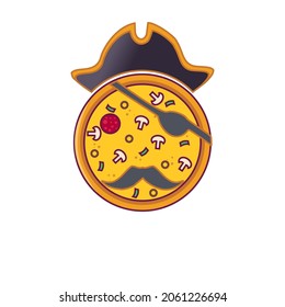 Pizza logo illustration with pirate hat