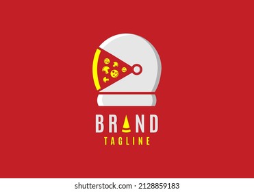 pizza logo inside the astronaut's helmet, suitable for pizza food brands, and others.