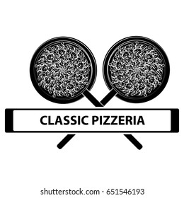 Pizza logo isolated on white backgroun. Food and cooking. Vector illustration.