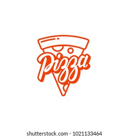 Pizza logo, label, element. Pizzeria, restaurant, food icon. Vector illustration