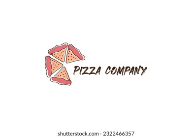 pizza logo, pizza line style design, pizza illustration, minimal pizza logo