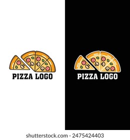 Pizza, Pizza logo on black and white background, Pizza logo idea, logo idea, design