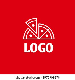 Pizza logo on red background. Vector 
