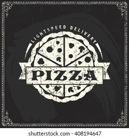 pizza logo pizzeria vector font vector design part template for stamp mark of pizza or pizzeria on old-fashioned retro blackboard or blackboard pizza background pizza seal handcrafted pizza type retro