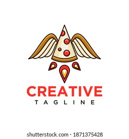 Pizza logo with rocket concept design vector