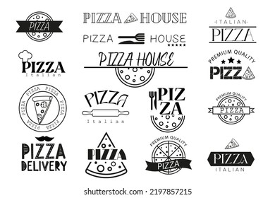 
Pizza logo. A set of logos for a pizzeria. Vector