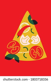 Pizza logo set for shops, packaging and advertising. Abstract flat stickers, emblems and labels for fast food. Graphic design editable for your design.