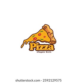 Pizza logo with pizza slice on the other side of the icon. Can be used by pizza restaurants as their logo or used as a graphic source for posters