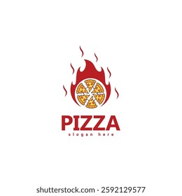 Pizza logo with pizza slice on the other side of the icon. Can be used by pizza restaurants as their logo or used as a graphic source for posters