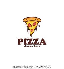 Pizza logo with pizza slice on the other side of the icon. Can be used by pizza restaurants as their logo or used as a graphic source for posters