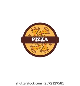 Pizza logo with pizza slice on the other side of the icon. Can be used by pizza restaurants as their logo or used as a graphic source for posters