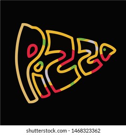 pizza logo (pizza slice) text on black background