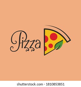 Pizza logo with pizza slice vector background