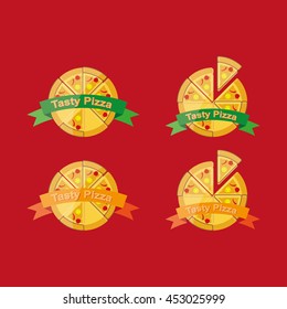 Pizza logo, symbols for fast food restaurant.
Illustration for food.