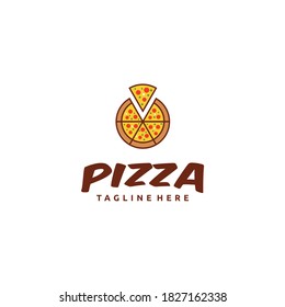 Pizza logo template. Fast food vector design. Illustration of bakery products