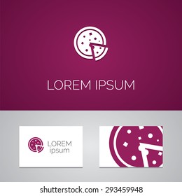 pizza logo template icon design elements with business card 
