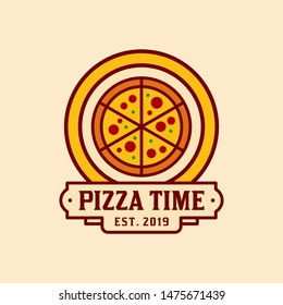 Pizza Logo Template. Pizza Illustration Vector. Retro Label Design.