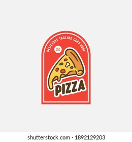 Pizza logo template. Pizza label template for restaurant. Food logo vector illustration design.