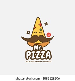 Pizza logo template. Pizza label template for restaurant. Food logo vector illustration design.