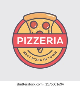 Pizza logo template vector emblem for cafe restaurant