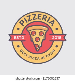 Pizza logo template vector emblem for cafe restaurant